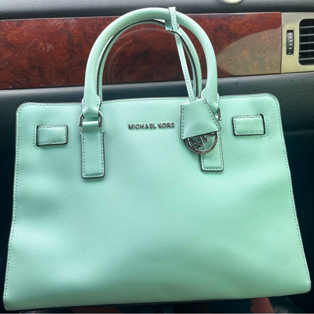 Michael Kors Mint Green Leather Satchel Bag